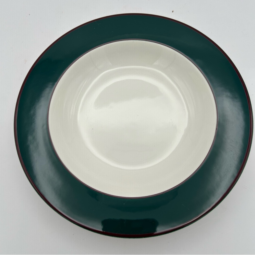 PAGNOSSIN TREVISO BOWL IRONSTONE ITALY 8-3/4” DIAMETER QHITE GREEN EDGES